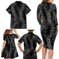 Hawaii Plumeria Lei Family Matching Long Sleeve Bodycon Dress and Hawaiian Shirt Aloha Festive Vibe LT7 - Polynesian Pride