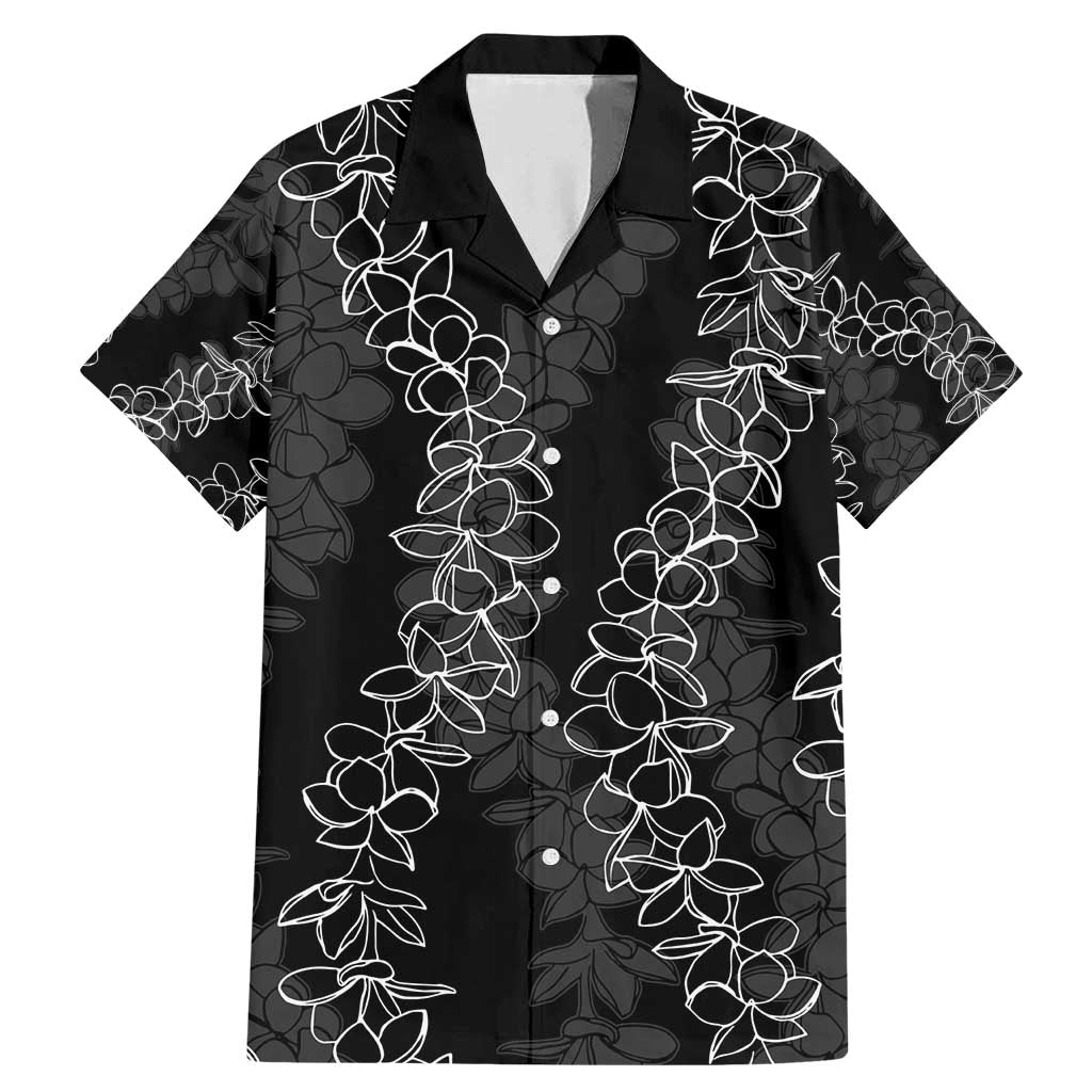 Hawaii Plumeria Lei Family Matching Mermaid Dress and Hawaiian Shirt Aloha Festive Vibe LT7 Dad's Shirt - Short Sleeve Black - Polynesian Pride
