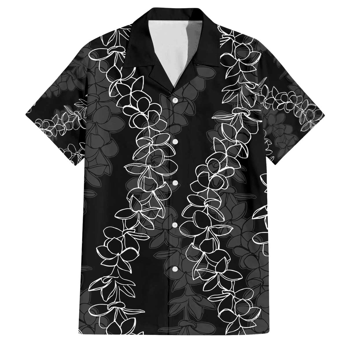Hawaii Plumeria Lei Family Matching Off Shoulder Short Dress and Hawaiian Shirt Aloha Festive Vibe LT7 Dad's Shirt - Short Sleeve Black - Polynesian Pride