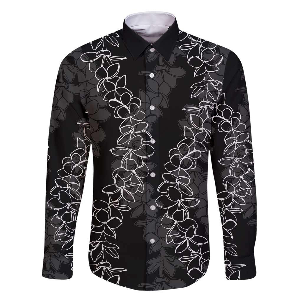Hawaii Plumeria Lei Family Matching Short Sleeve Bodycon Dress and Hawaiian Shirt Aloha Festive Vibe LT7 Dad's Shirt - Long Sleeve Black - Polynesian Pride