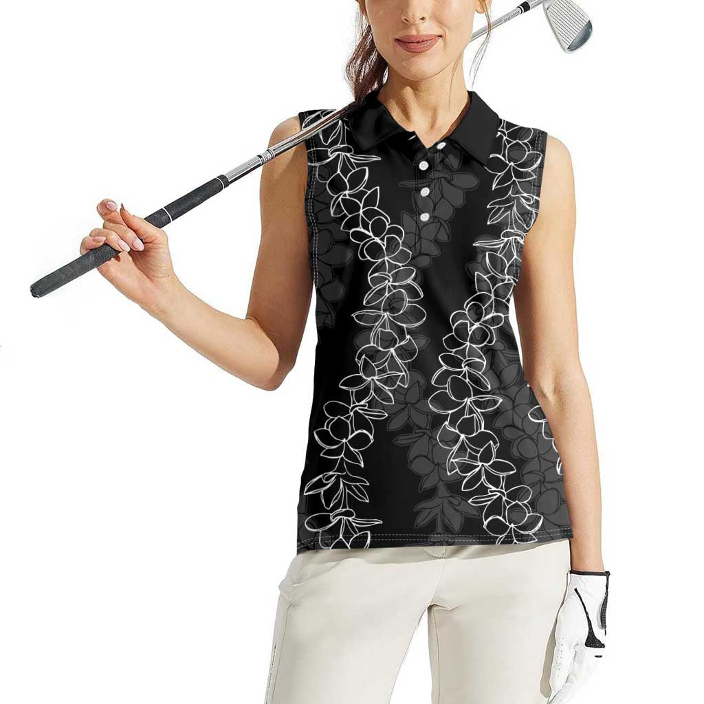 Hawaii Plumeria Lei Women Sleeveless Polo Shirt Aloha Festive Vibe
