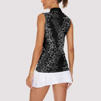Hawaii Plumeria Lei Women Sleeveless Polo Shirt Aloha Festive Vibe