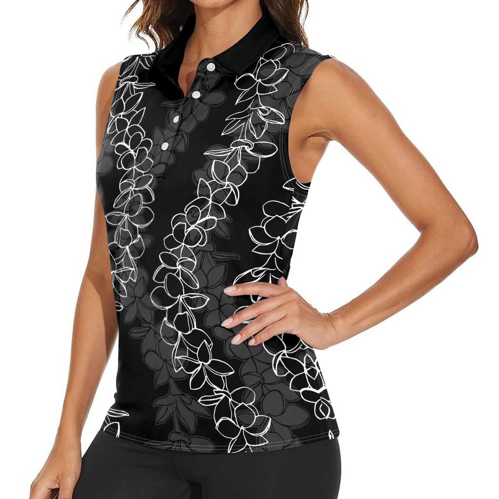 Hawaii Plumeria Lei Women Sleeveless Polo Shirt Aloha Festive Vibe