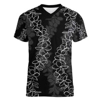 Hawaii Plumeria Lei Women V-Neck T-Shirt Aloha Festive Vibe