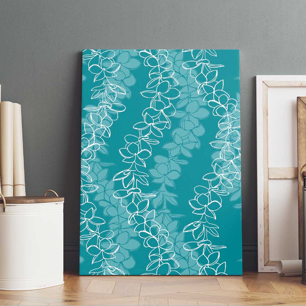 Hawaii Plumeria Lei Canvas Wall Art Aloha Festive Vibe - Teal