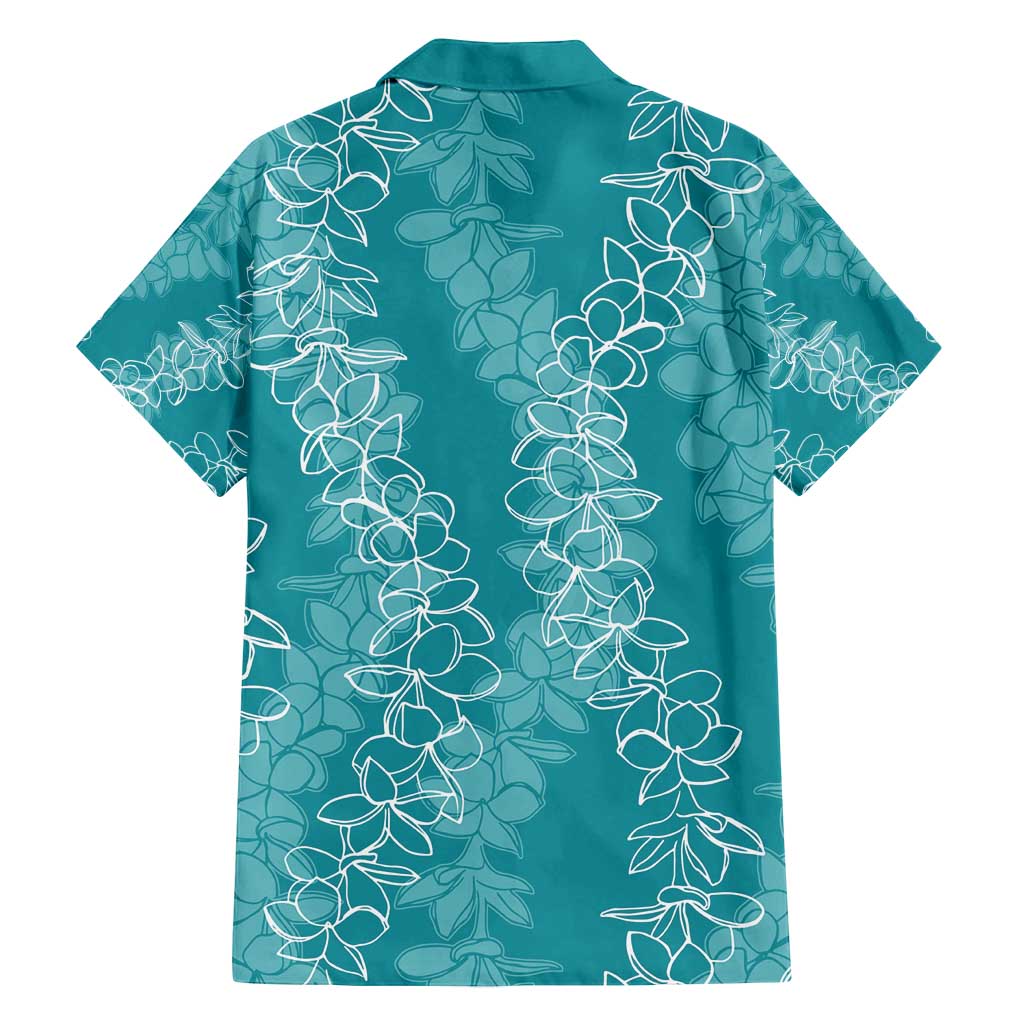 Hawaii Plumeria Lei Family Matching Long Sleeve Bodycon Dress and Hawaiian Shirt Aloha Festive Vibe - Teal LT7 - Polynesian Pride