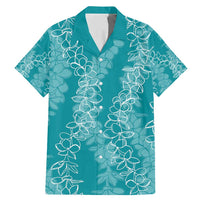 Hawaii Plumeria Lei Family Matching Mermaid Dress and Hawaiian Shirt Aloha Festive Vibe - Teal LT7 Dad's Shirt - Short Sleeve Teal - Polynesian Pride