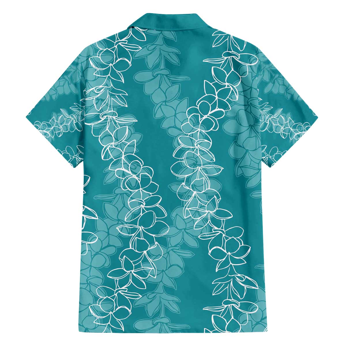 Hawaii Plumeria Lei Family Matching Off Shoulder Short Dress and Hawaiian Shirt Aloha Festive Vibe - Teal LT7 - Polynesian Pride