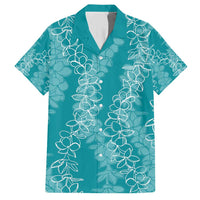 Hawaii Plumeria Lei Family Matching Short Sleeve Bodycon Dress and Hawaiian Shirt Aloha Festive Vibe - Teal LT7 Dad's Shirt - Short Sleeve Teal - Polynesian Pride