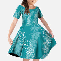 Hawaii Plumeria Lei Family Matching Tank Maxi Dress and Hawaiian Shirt Aloha Festive Vibe - Teal LT7 Daughter's Dress Teal - Polynesian Pride