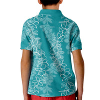 Hawaii Plumeria Lei Kid Polo Shirt Aloha Festive Vibe - Teal