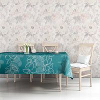 Hawaii Plumeria Lei Tablecloth Aloha Festive Vibe - Teal