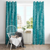 Hawaii Plumeria Lei Window Curtain Aloha Festive Vibe - Teal