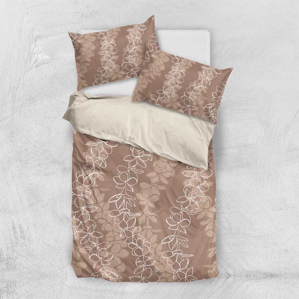 Hawaii Plumeria Lei Bedding Set Aloha Festive Vibe - Beige