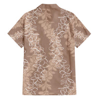 Hawaii Plumeria Lei Family Matching Long Sleeve Bodycon Dress and Hawaiian Shirt Aloha Festive Vibe - Beige LT7 - Polynesian Pride
