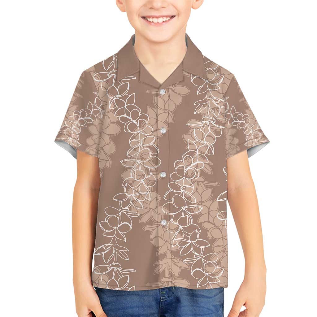 Hawaii Plumeria Lei Family Matching Long Sleeve Bodycon Dress and Hawaiian Shirt Aloha Festive Vibe - Beige LT7 Son's Shirt Beige - Polynesian Pride