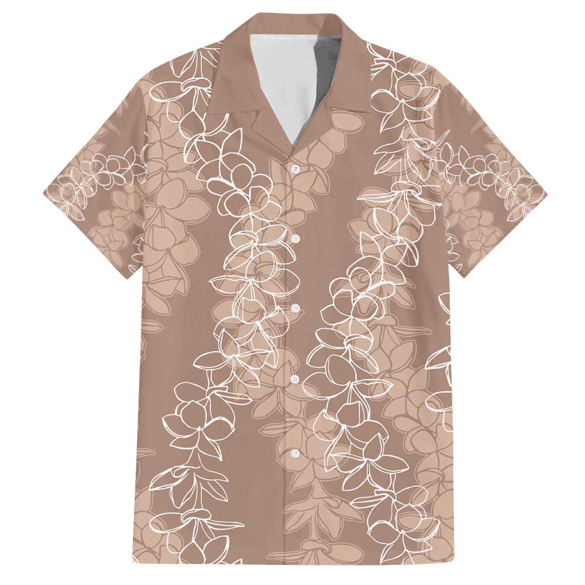 Hawaii Plumeria Lei Family Matching Puletasi and Hawaiian Shirt Aloha Festive Vibe - Beige LT7 Dad's Shirt - Short Sleeve Beige - Polynesian Pride