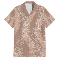 Hawaii Plumeria Lei Family Matching Puletasi and Hawaiian Shirt Aloha Festive Vibe - Beige LT7 Dad's Shirt - Short Sleeve Beige - Polynesian Pride
