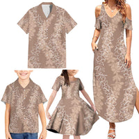 Hawaii Plumeria Lei Family Matching Summer Maxi Dress and Hawaiian Shirt Aloha Festive Vibe - Beige LT7 - Polynesian Pride