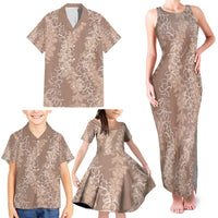 Hawaii Plumeria Lei Family Matching Tank Maxi Dress and Hawaiian Shirt Aloha Festive Vibe - Beige LT7 - Polynesian Pride