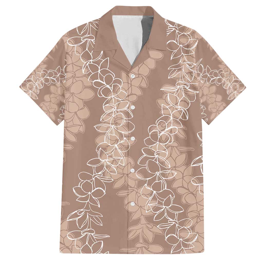 Hawaii Plumeria Lei Family Matching Tank Maxi Dress and Hawaiian Shirt Aloha Festive Vibe - Beige LT7 Dad's Shirt - Short Sleeve Beige - Polynesian Pride
