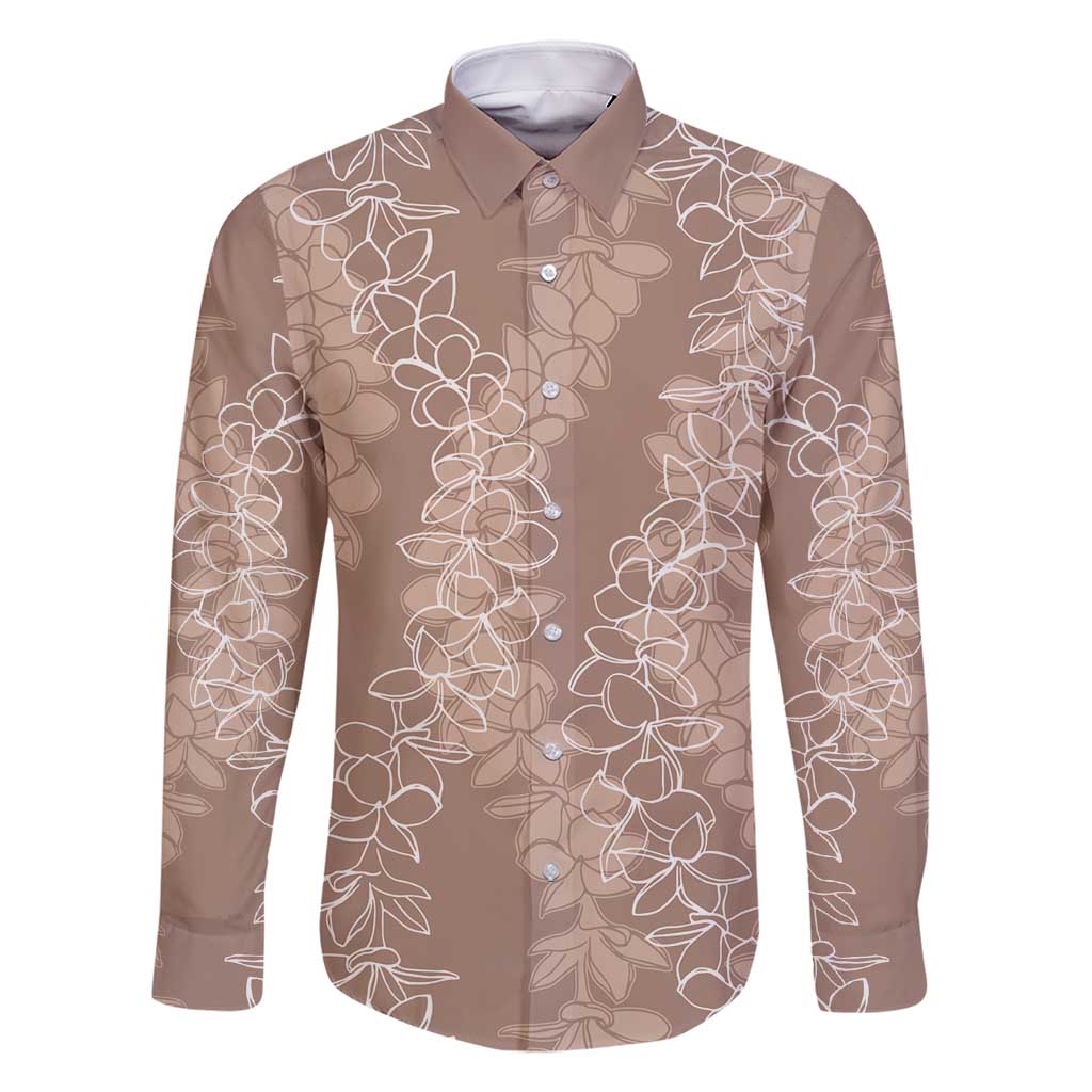 Hawaii Plumeria Lei Family Matching Tank Maxi Dress and Hawaiian Shirt Aloha Festive Vibe - Beige LT7 Dad's Shirt - Long Sleeve Beige - Polynesian Pride