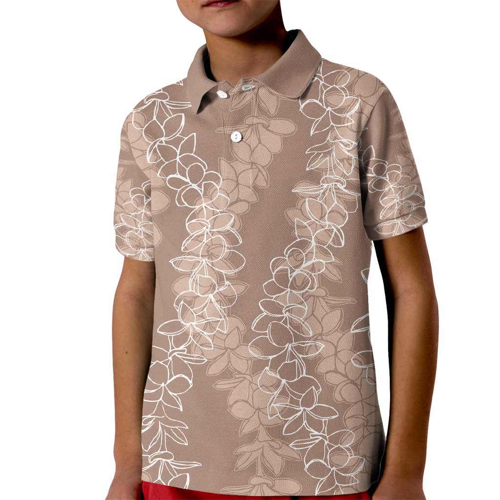Hawaii Plumeria Lei Kid Polo Shirt Aloha Festive Vibe - Beige