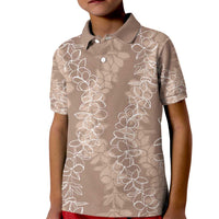 Hawaii Plumeria Lei Kid Polo Shirt Aloha Festive Vibe - Beige