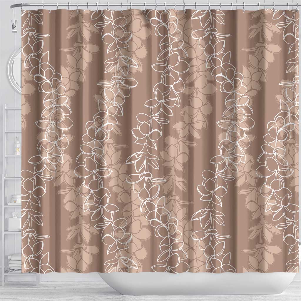 Hawaii Plumeria Lei Shower Curtain Aloha Festive Vibe - Beige LT7 - Polynesian Pride