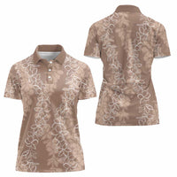 Hawaii Plumeria Lei Women Polo Shirt Aloha Festive Vibe - Beige