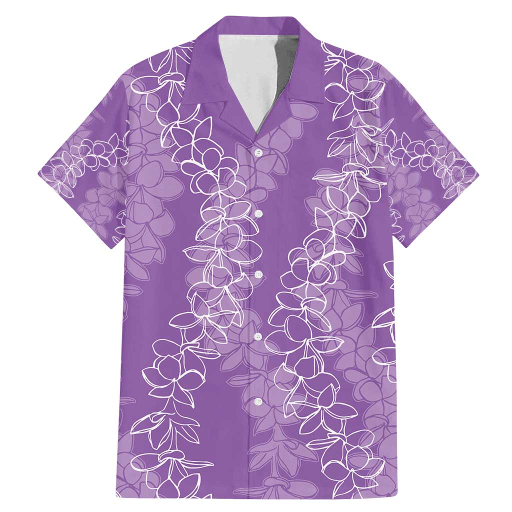 Hawaii Plumeria Lei Family Matching Mermaid Dress and Hawaiian Shirt Aloha Festive Vibe - Violet LT7 Dad's Shirt - Short Sleeve Violet - Polynesian Pride