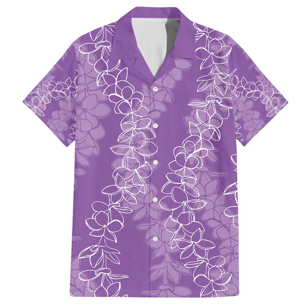 Hawaii Plumeria Lei Family Matching Off Shoulder Maxi Dress and Hawaiian Shirt Aloha Festive Vibe - Violet LT7 Dad's Shirt - Short Sleeve Violet - Polynesian Pride