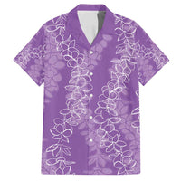 Hawaii Plumeria Lei Family Matching Off Shoulder Maxi Dress and Hawaiian Shirt Aloha Festive Vibe - Violet LT7 Dad's Shirt - Short Sleeve Violet - Polynesian Pride
