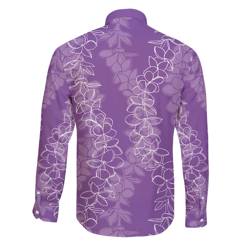 Hawaii Plumeria Lei Family Matching Off Shoulder Maxi Dress and Hawaiian Shirt Aloha Festive Vibe - Violet LT7 - Polynesian Pride