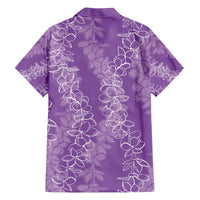 Hawaii Plumeria Lei Family Matching Off Shoulder Short Dress and Hawaiian Shirt Aloha Festive Vibe - Violet LT7 - Polynesian Pride