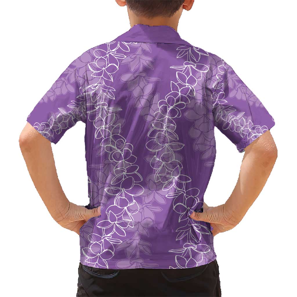Hawaii Plumeria Lei Family Matching Short Sleeve Bodycon Dress and Hawaiian Shirt Aloha Festive Vibe - Violet LT7 - Polynesian Pride