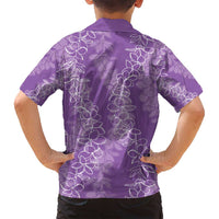 Hawaii Plumeria Lei Family Matching Summer Maxi Dress and Hawaiian Shirt Aloha Festive Vibe - Violet LT7 - Polynesian Pride
