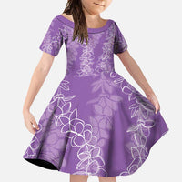 Hawaii Plumeria Lei Family Matching Summer Maxi Dress and Hawaiian Shirt Aloha Festive Vibe - Violet LT7 Daughter's Dress Violet - Polynesian Pride