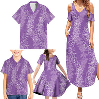 Hawaii Plumeria Lei Family Matching Summer Maxi Dress and Hawaiian Shirt Aloha Festive Vibe - Violet LT7 - Polynesian Pride
