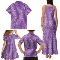 Hawaii Plumeria Lei Family Matching Tank Maxi Dress and Hawaiian Shirt Aloha Festive Vibe - Violet LT7 - Polynesian Pride