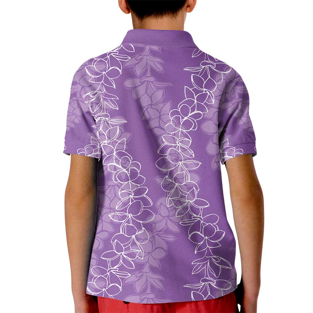 Hawaii Plumeria Lei Kid Polo Shirt Aloha Festive Vibe - Violet