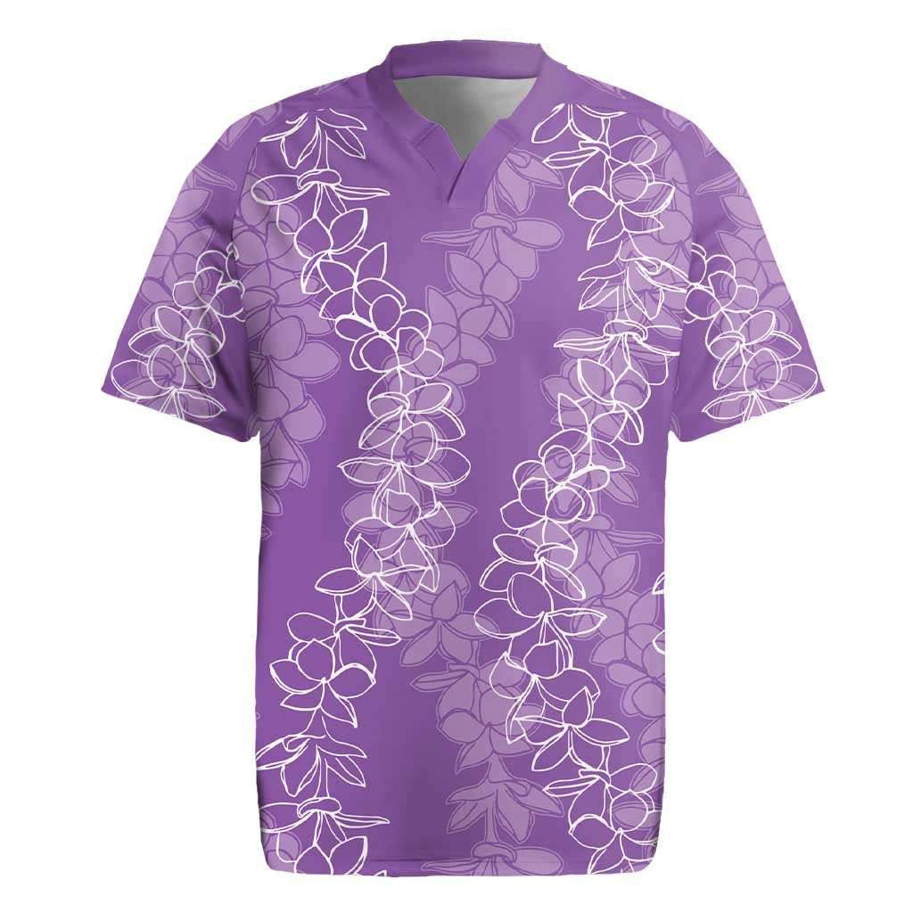 Hawaii Plumeria Lei Rugby Jersey Aloha Festive Vibe - Violet