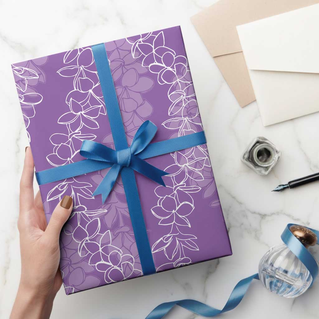 Hawaii Plumeria Lei Wrapping Paper Aloha Festive Vibe - Violet