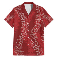 Hawaii Plumeria Lei Family Matching Mermaid Dress and Hawaiian Shirt Aloha Festive Vibe - Crimson LT7 Dad's Shirt - Short Sleeve Crimson - Polynesian Pride