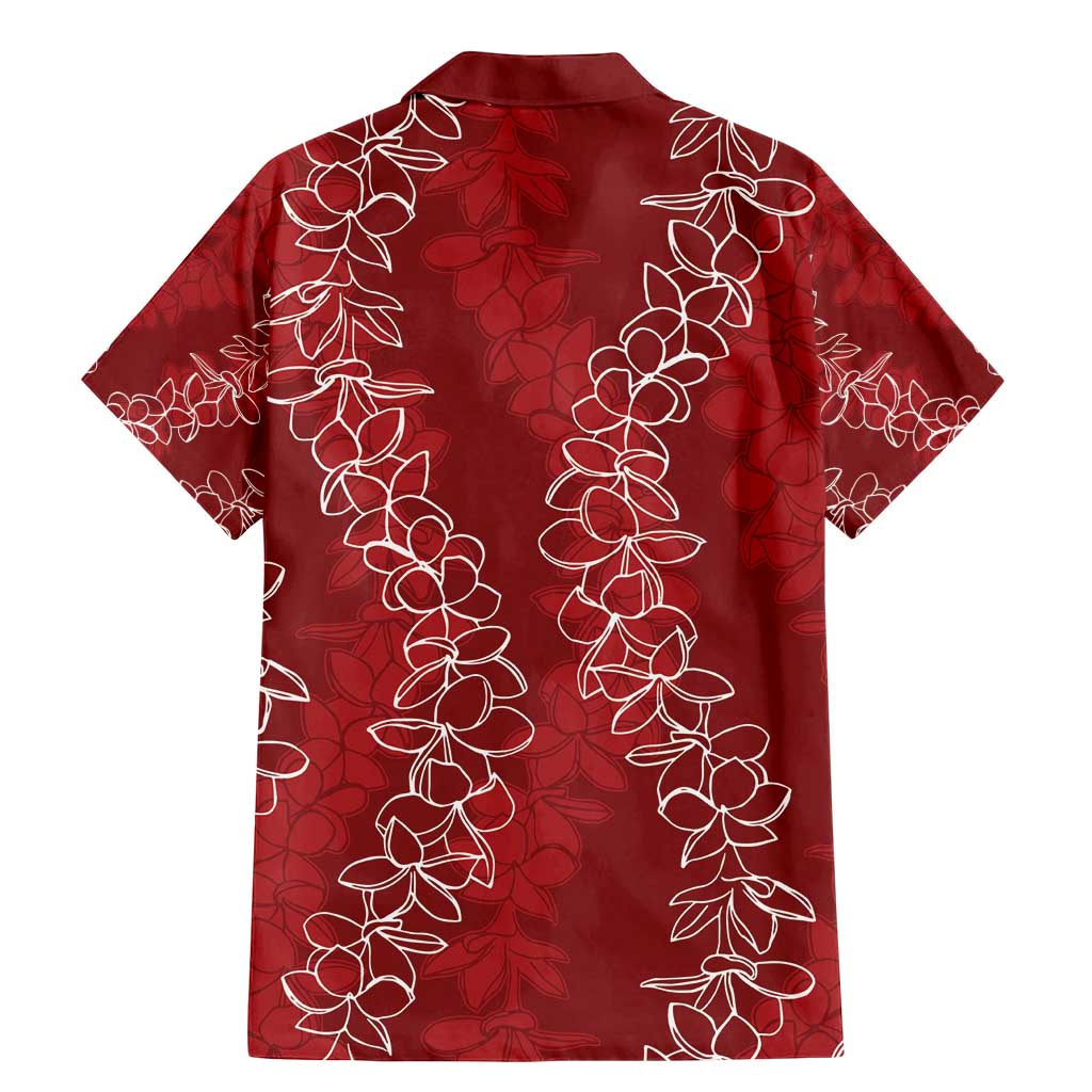 Hawaii Plumeria Lei Family Matching Mermaid Dress and Hawaiian Shirt Aloha Festive Vibe - Crimson LT7 - Polynesian Pride