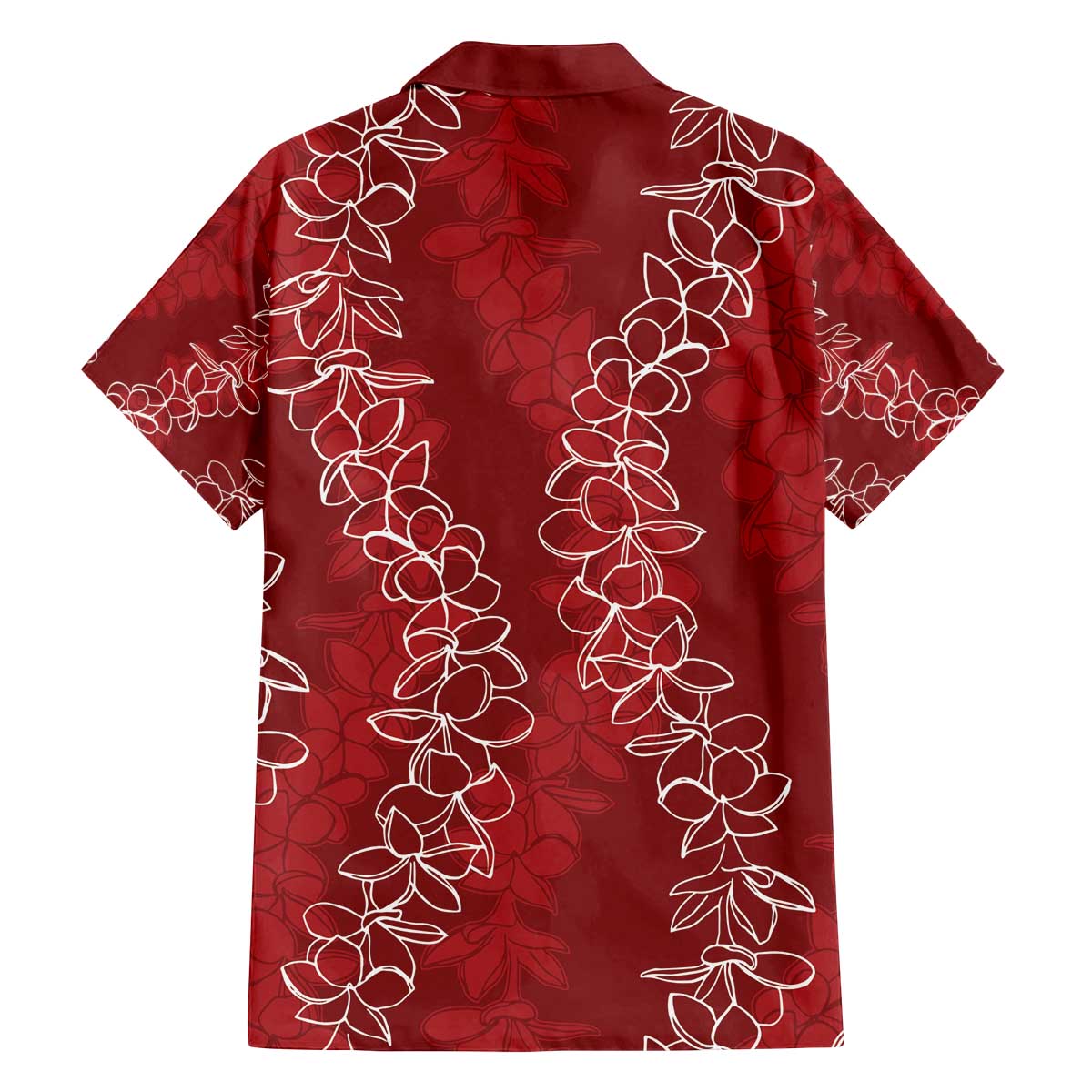 Hawaii Plumeria Lei Family Matching Off The Shoulder Long Sleeve Dress and Hawaiian Shirt Aloha Festive Vibe - Crimson LT7 - Polynesian Pride