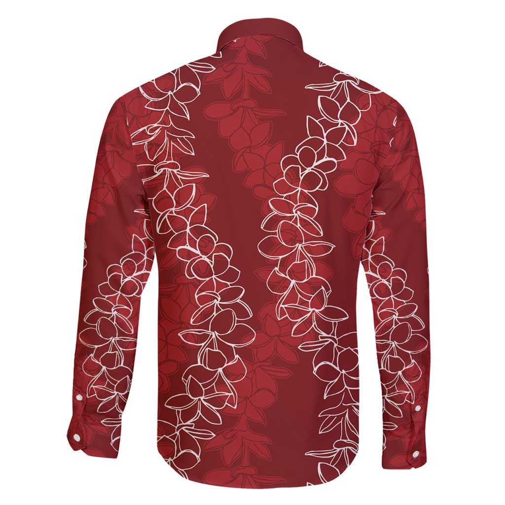 Hawaii Plumeria Lei Family Matching Short Sleeve Bodycon Dress and Hawaiian Shirt Aloha Festive Vibe - Crimson LT7 - Polynesian Pride