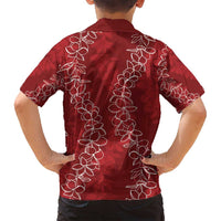 Hawaii Plumeria Lei Family Matching Summer Maxi Dress and Hawaiian Shirt Aloha Festive Vibe - Crimson LT7 - Polynesian Pride