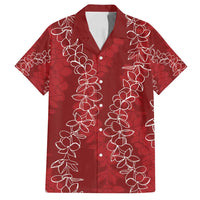 Hawaii Plumeria Lei Family Matching Tank Maxi Dress and Hawaiian Shirt Aloha Festive Vibe - Crimson LT7 Dad's Shirt - Short Sleeve Crimson - Polynesian Pride