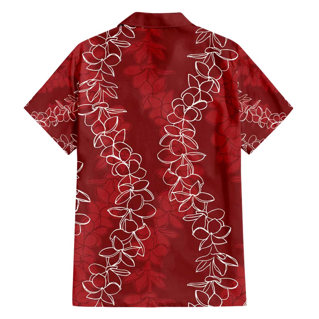 Hawaii Plumeria Lei Family Matching Tank Maxi Dress and Hawaiian Shirt Aloha Festive Vibe - Crimson LT7 - Polynesian Pride